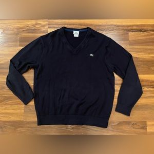 Womens LACOSTE Knitwear | Women’s V-neck Organic Cotton Sweater Navy Blue